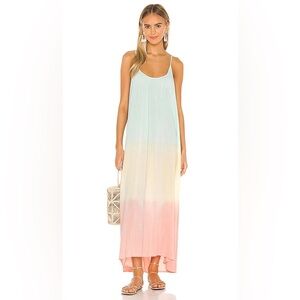 9SEED Tulum Core Cotton Maxi Dress in Aquarius Tie Dye - O/S